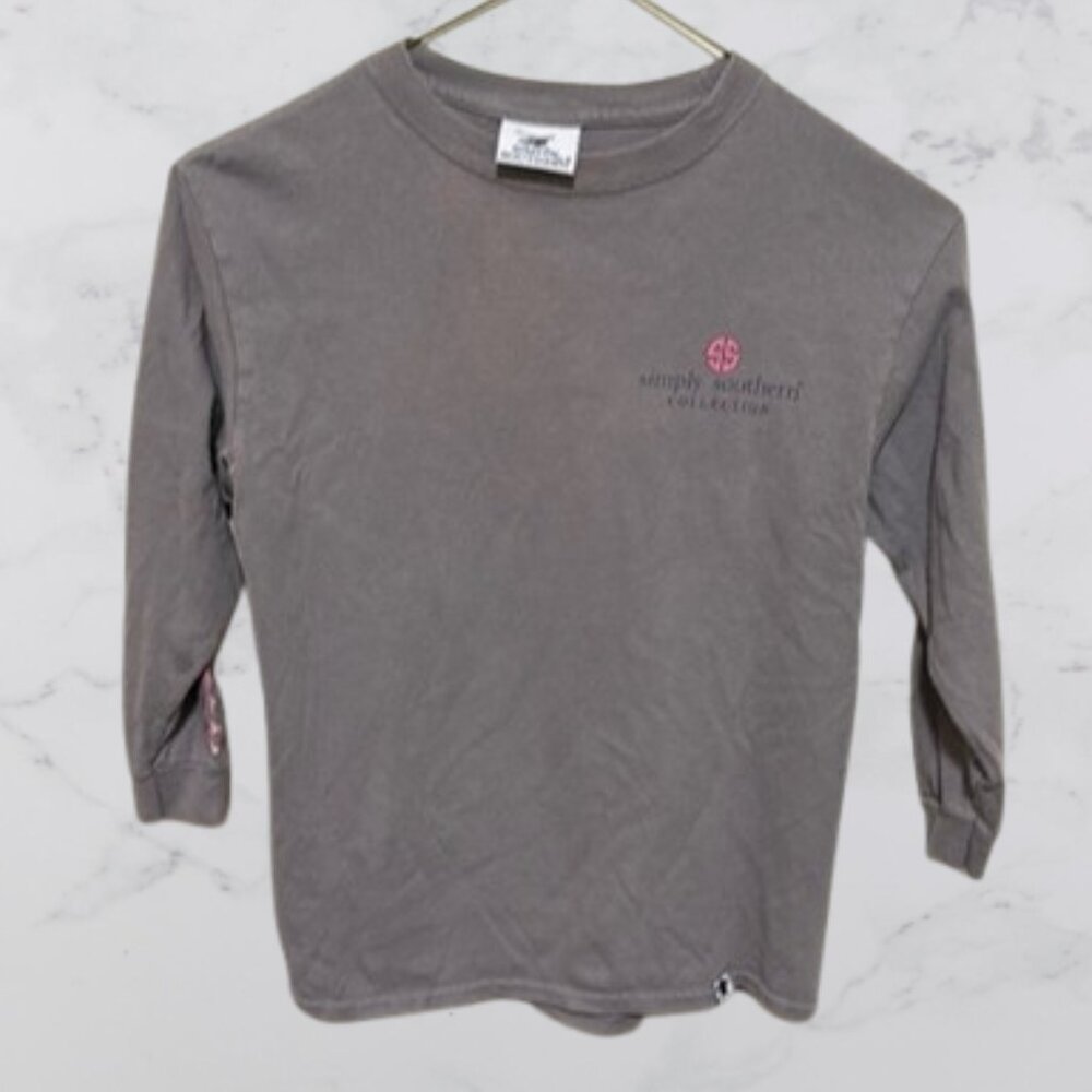 Simply Southern Gray Long Sleeve Tee Youth Small